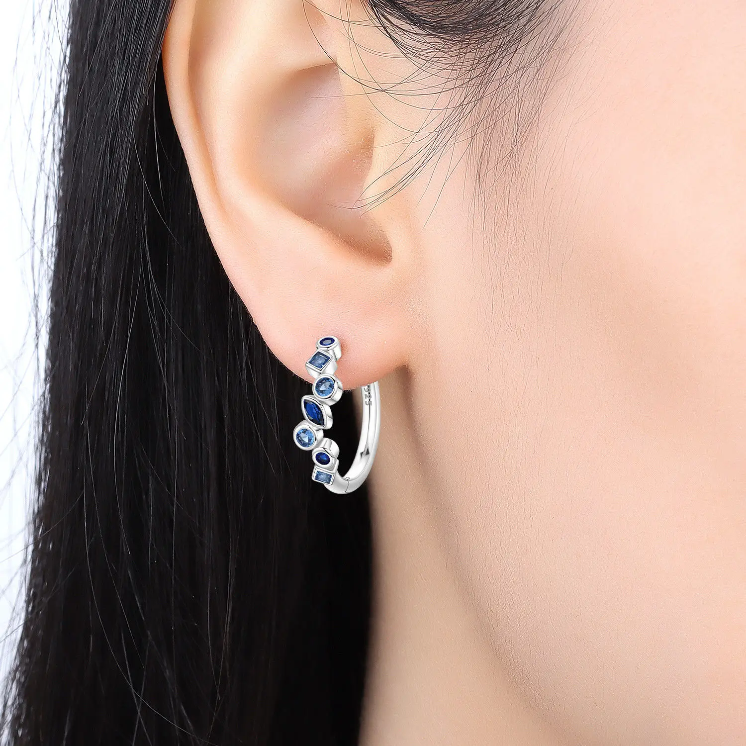Original 925 Sterling Silver Minimal Exquisite Hoop Crystal Zirconia Earring For Women Anniversary WeddingMaking Jewelry Gifts thumbnail 4