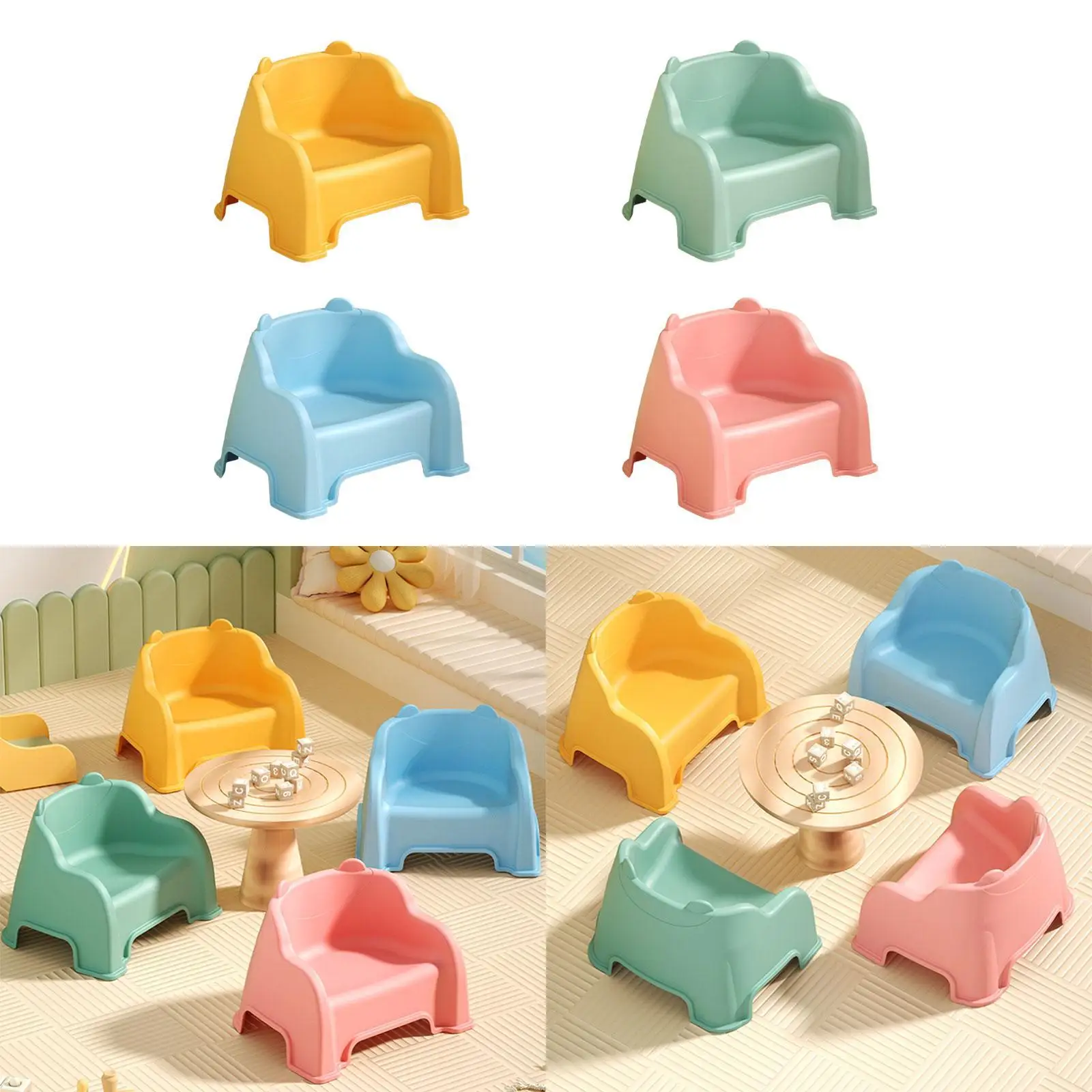 Small Stool Sturdy Lightweight Foot Stool Under Desk Footrest Shoe Changing Stool with Back Support Step Stool for Kitchen thumbnail 3