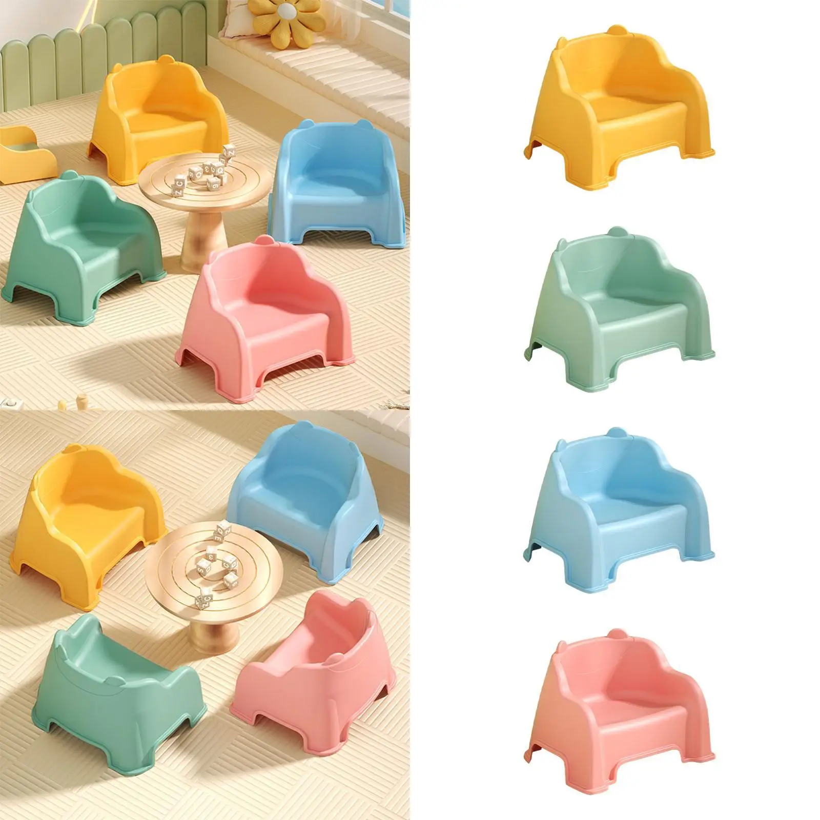 Small Stool Sturdy Lightweight Foot Stool Under Desk Footrest Shoe Changing Stool with Back Support Step Stool for Kitchen thumbnail 4
