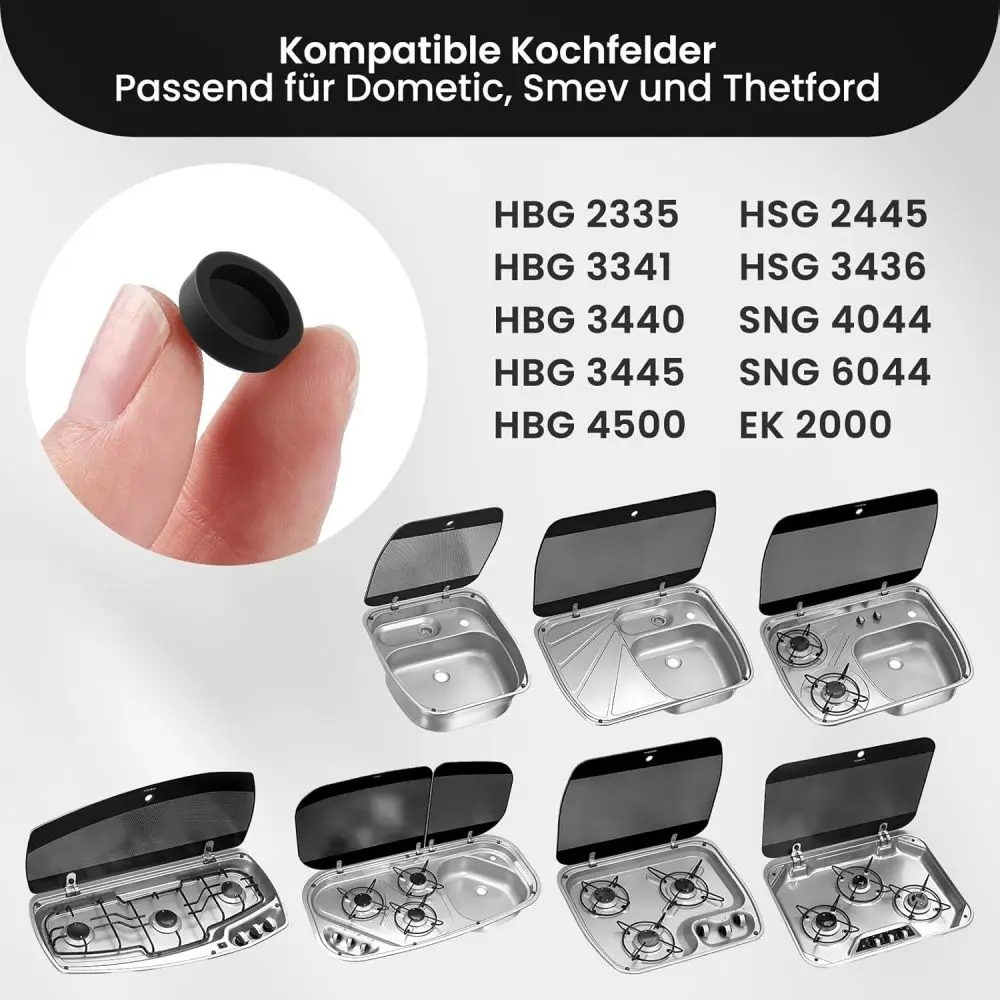 Pack of 8 Stoves Holder Rubber Cover Caps for Dometic Smev Thetford Hobs Push on Sink Hob Camper Durable Caravan RV Accessories thumbnail 5