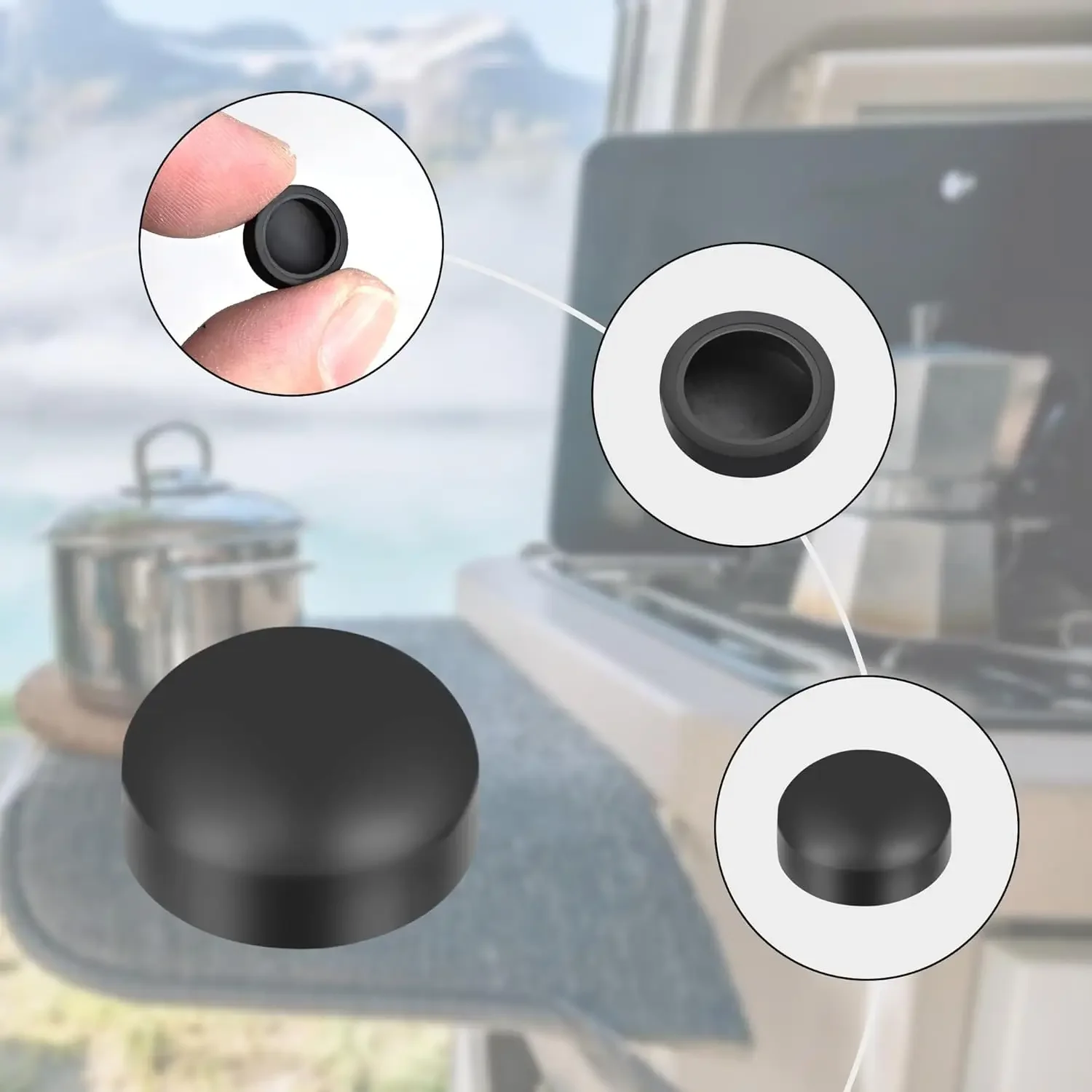Pack of 8 Stoves Holder Rubber Cover Caps for Dometic Smev Thetford Hobs Push on Sink Hob Camper Durable Caravan RV Accessories thumbnail 3