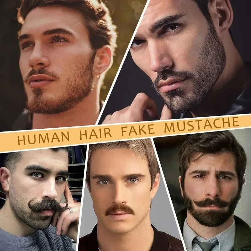 No Glue Fake Beard  Mustache Set | Realistic Trimmable Faux Facial Hair for Men | Theatrical  Holiday  Drama  Party  Movie thumbnail 4