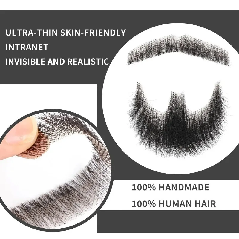 No Glue Fake Beard  Mustache Set | Realistic Trimmable Faux Facial Hair for Men | Theatrical  Holiday  Drama  Party  Movie thumbnail 3