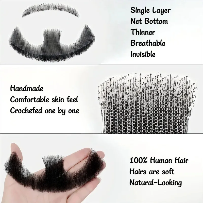 No Glue Fake Beard  Mustache Set | Realistic Trimmable Faux Facial Hair for Men | Theatrical  Holiday  Drama  Party  Movie thumbnail 6