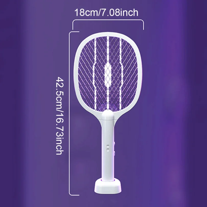 Handheld Electric Fly Swatter 3000V Bug Zapper Racket 2 in 1 Fly Swatter with USB Rechargeable Mosquito Killer Lamp Pest Control thumbnail 6