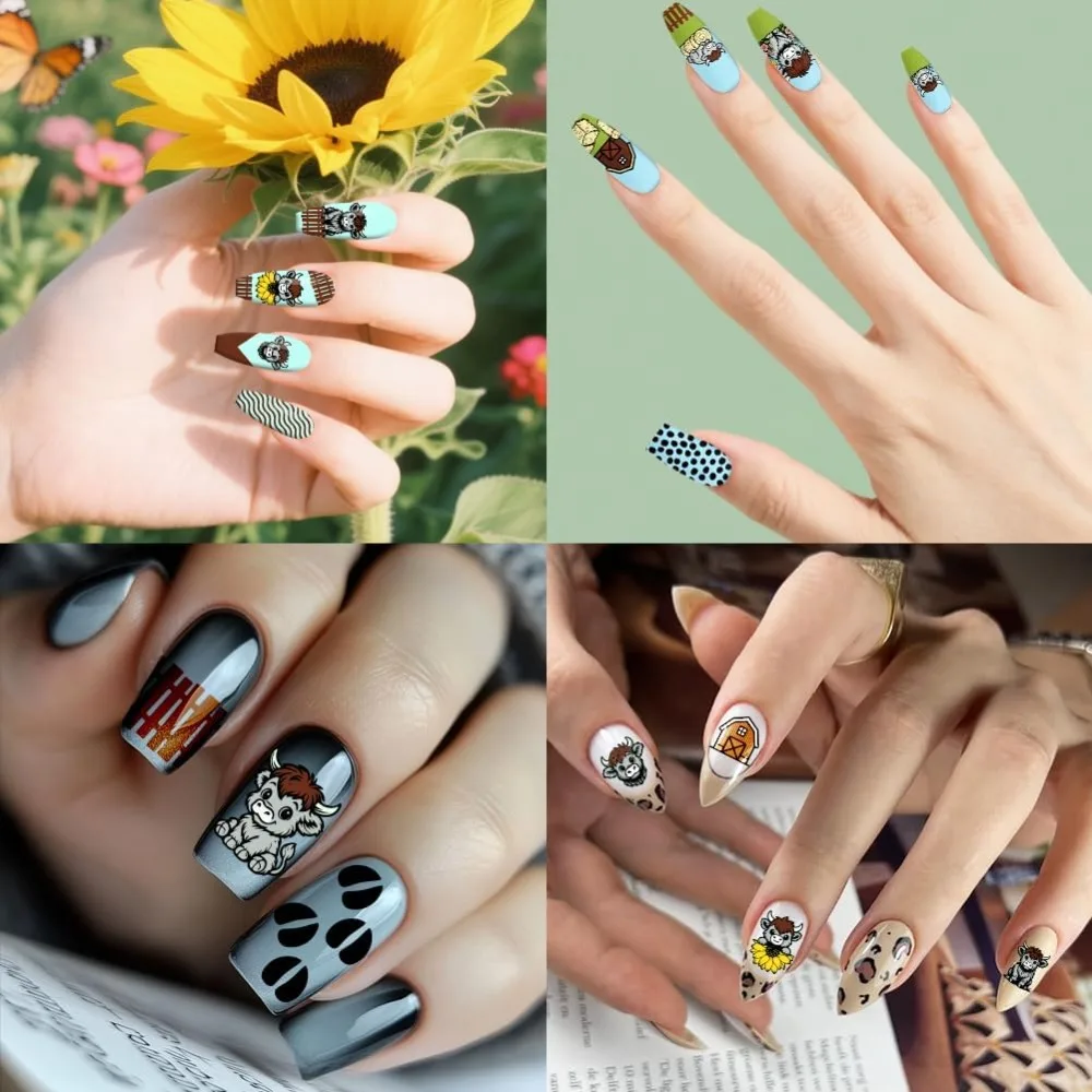3pcs Highland Cow Theme Nail Stamping Plates Rustic Farms Nail Art Templates Animal Manicure Art Stencils Texture Pattern thumbnail 6