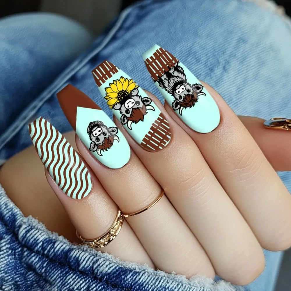 3pcs Highland Cow Theme Nail Stamping Plates Rustic Farms Nail Art Templates Animal Manicure Art Stencils Texture Pattern thumbnail 5