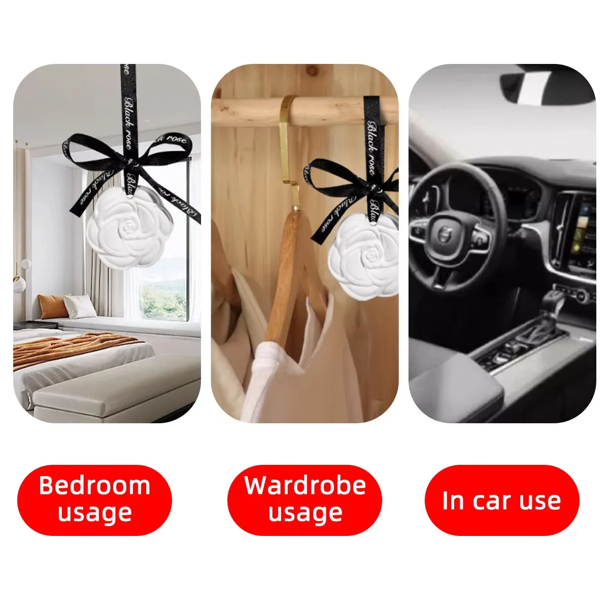 1/10PCS Camellia Gypsum Aromatherapy Pendant For Car Home Decor Suitable For Home Cabinets Drawers And Car Hanging Ornaments thumbnail 3