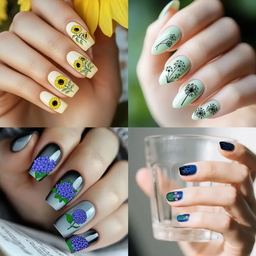 9pcs Floral Theme Nail Stamping Plates Sunflowers Nail Art Designs Rose Tulip Manicure Art Stencil Bouquet Nails Design thumbnail 6