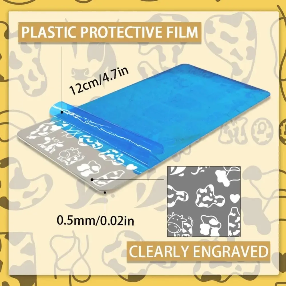 5pcs Cow-Theme Nail Stamping Plates Cute Animal Nail Art Templates Cow Spots Nail Art Stencils Nail Image Plates Leopard thumbnail 2
