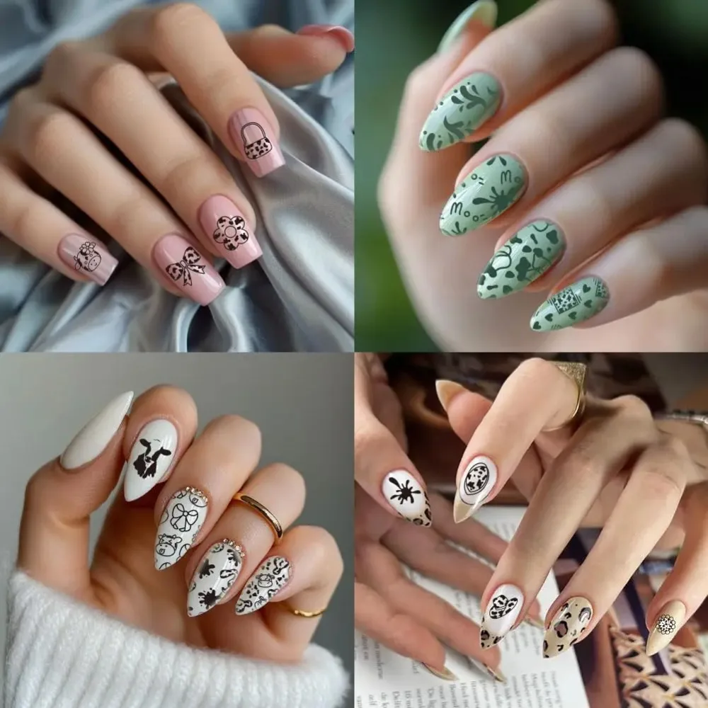 5pcs Cow-Theme Nail Stamping Plates Cute Animal Nail Art Templates Cow Spots Nail Art Stencils Nail Image Plates Leopard thumbnail 6