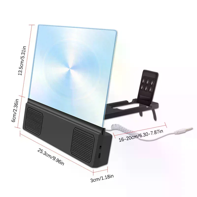 3D Screen Amplifiers Mobile Phone Magnifier With Enlarged Speaker Video Amplifier Stand Magnifying Folding Desk Audio Anti-Blue thumbnail 6
