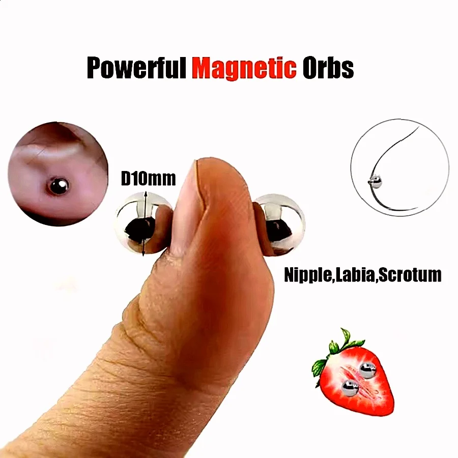 Ultra Powerful Magnetic Orbs Nipple Clamps BDSM Bondage Stimulator Clitoris Labia Nipple Creative Fidget Magnets Adult Sex Toys thumbnail 2