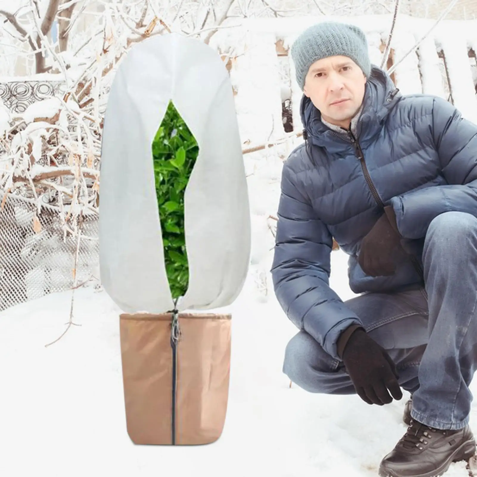 Tree Covers for Winter Frost Protector for Garden Plant Insulated Protector with Zipper Drawstring for Garden Greenhouse Raised thumbnail 5