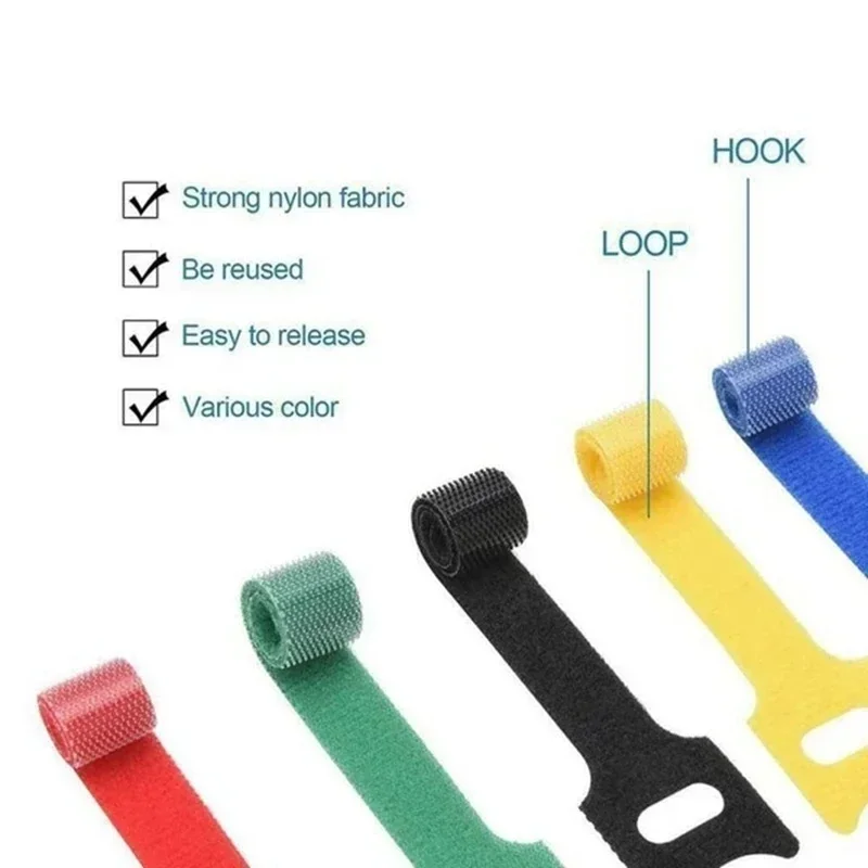 10/30/50Pcs Reusable Hook And Loop Cable Ties Fastening Strap Multi-Purpose Wire Organizers For Computer/TV/Electronic Devices thumbnail 4