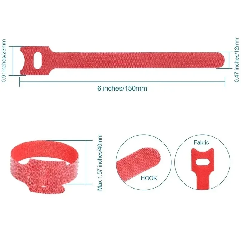 10/30/50Pcs Reusable Hook And Loop Cable Ties Fastening Strap Multi-Purpose Wire Organizers For Computer/TV/Electronic Devices thumbnail 5