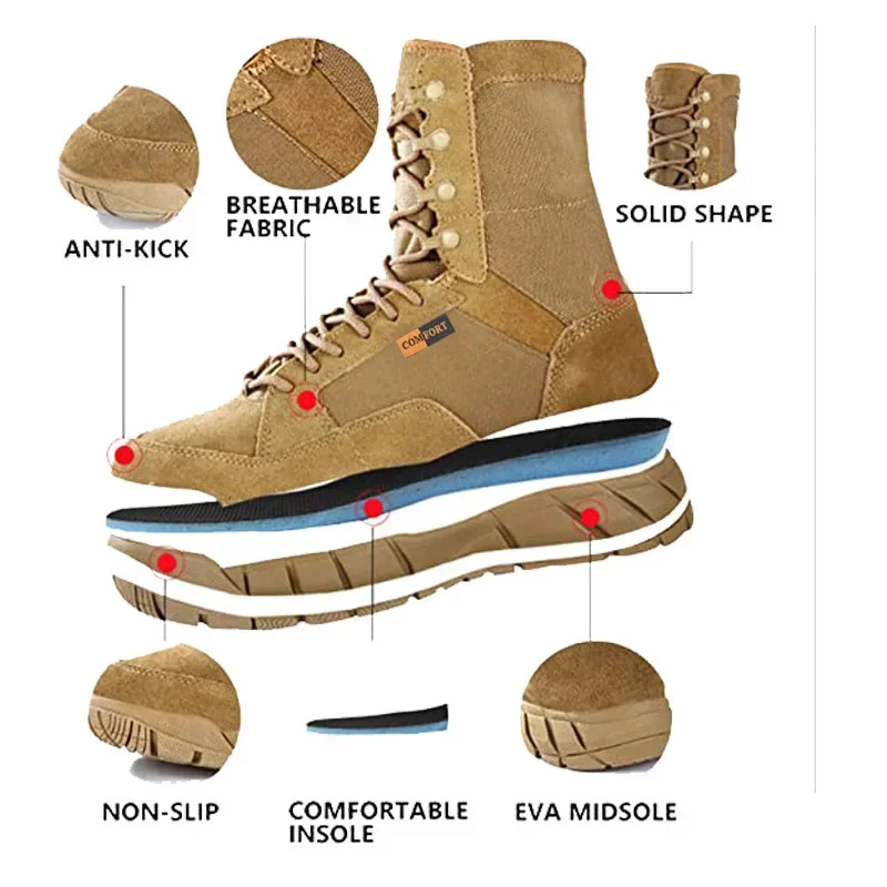Lightweight Men Tactical Shoes Combat Boots Training Lace Up Waterproof Outdoor Botas Hiking Breathable Shoe thumbnail 5