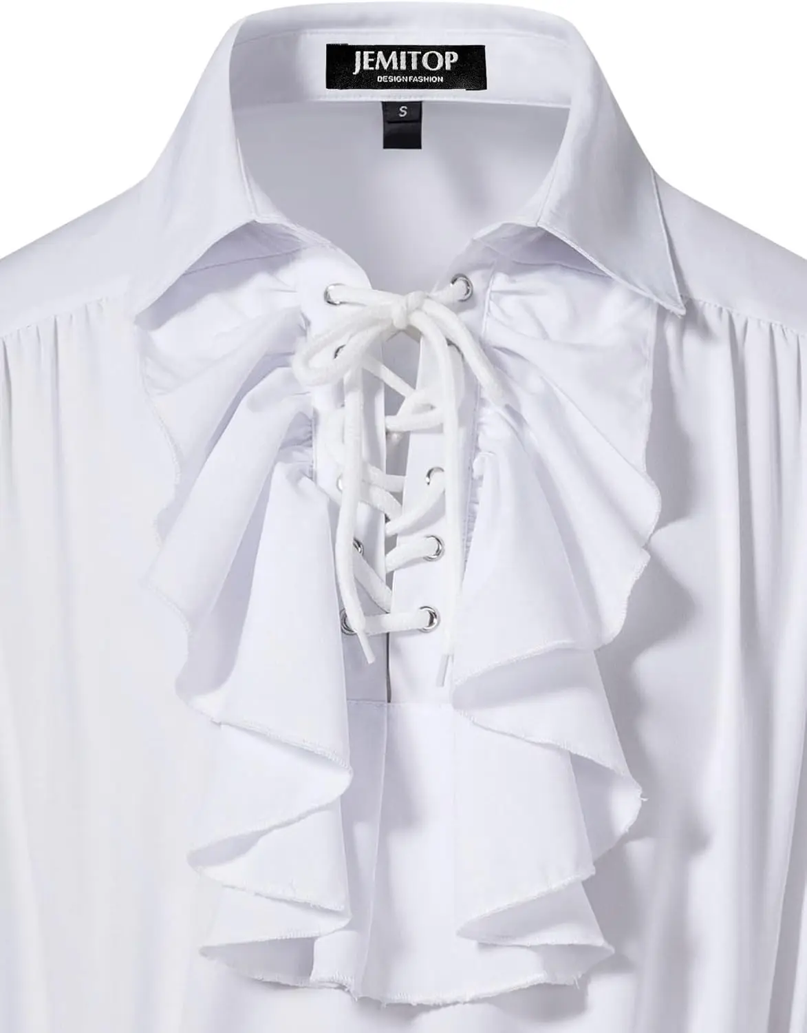 LisdinoJEMITOP Mens Pirate Vampire Ruffle Shirt Elastic Cuff Poet Victorian Steampunk Renaissance Medieval Cosplay Costume thumbnail 6