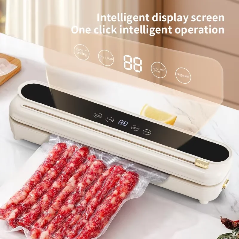 Electric Vacuum Sealer Food Storage Seal Touch Button Dry/Wet Built-in Cutter Kitchen Food Sealing Vacuum packaging machine thumbnail 3