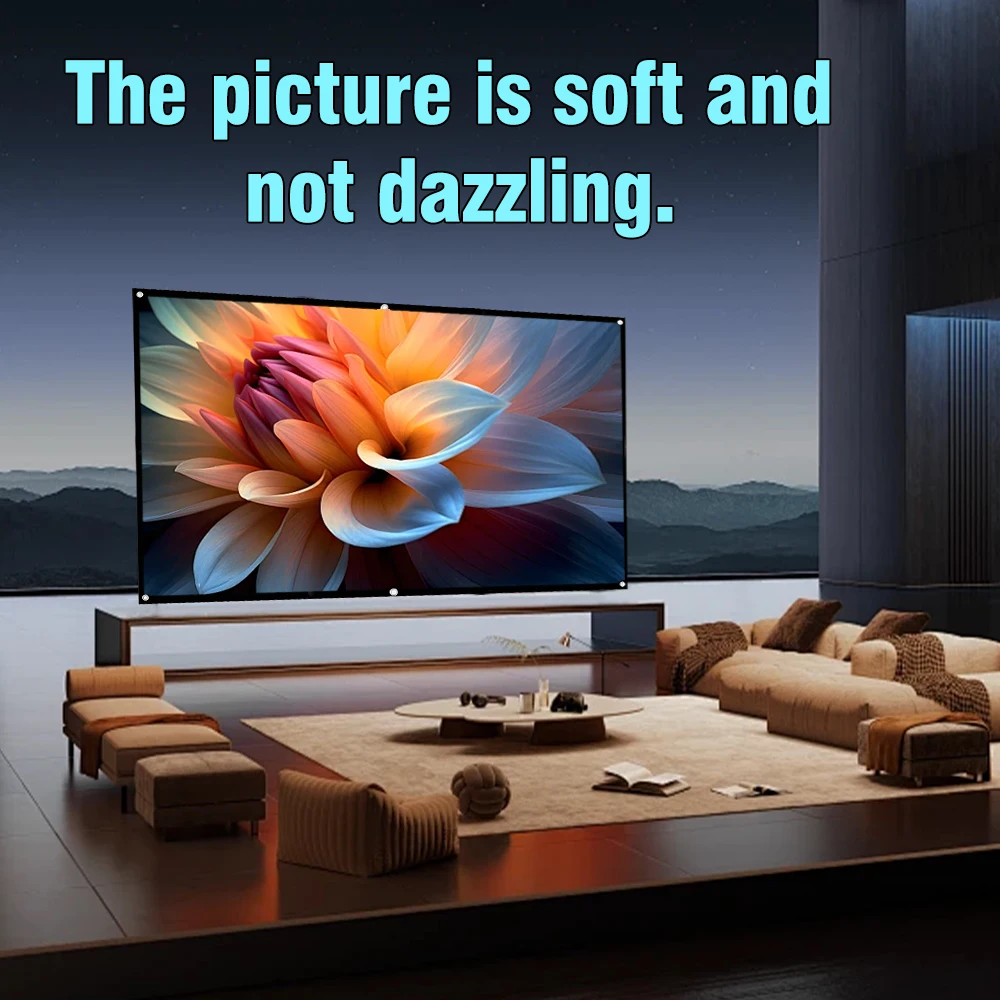 XIAOHUI Simple White Grid Anti-Light Screen Portable Projector Screen 60-180Inch Home Office Projection Screen 16:9 Ratio thumbnail 5