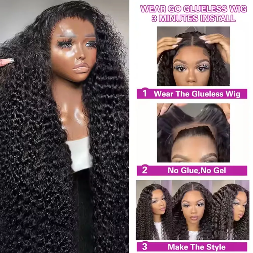 HD Transparent Lace Front Human Hair Wigs Jerry Curly Wig Lace Closure Wigs Human Hair Wig 13x4 13x6 Frontal Wigs thumbnail 3