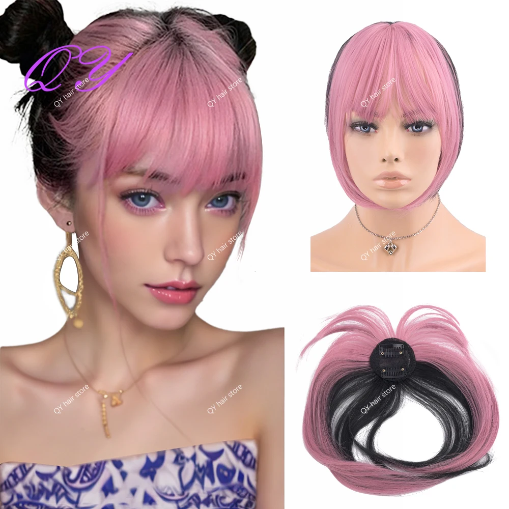 Gradient Bangs Hair Piece Synthetic Women's Face Shaping Daily Party Role-Playing With Clip On Bangs Hair Extensions Wig thumbnail 4
