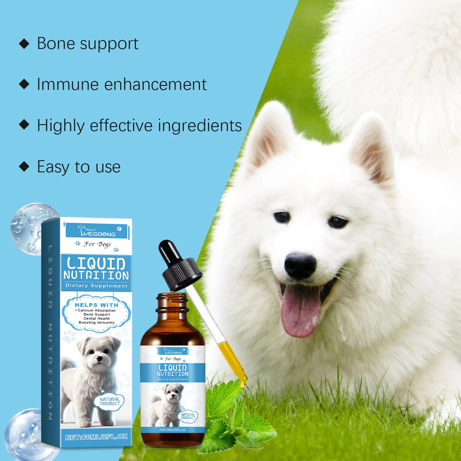 Strong Bones Pet Vitamin Supplement Drops Promote Calcium Absorption Boost Immunity Enhance Vitality Dietary Supplement Drops thumbnail 5