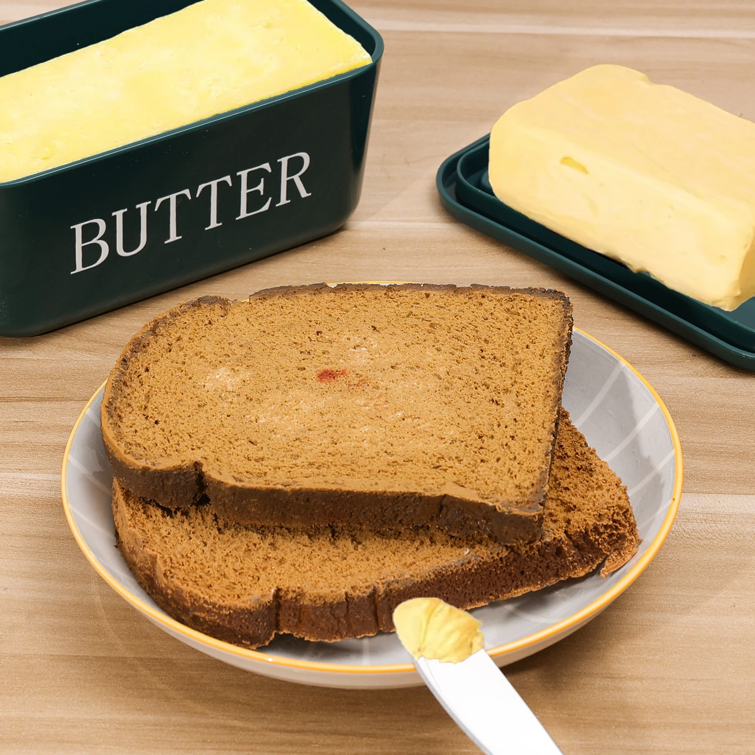 Butter Container Box with Stainless Steel Knife Restaurant Sealed Storage Box Refrigerator Cheese Container Kitchen Tableware thumbnail 6