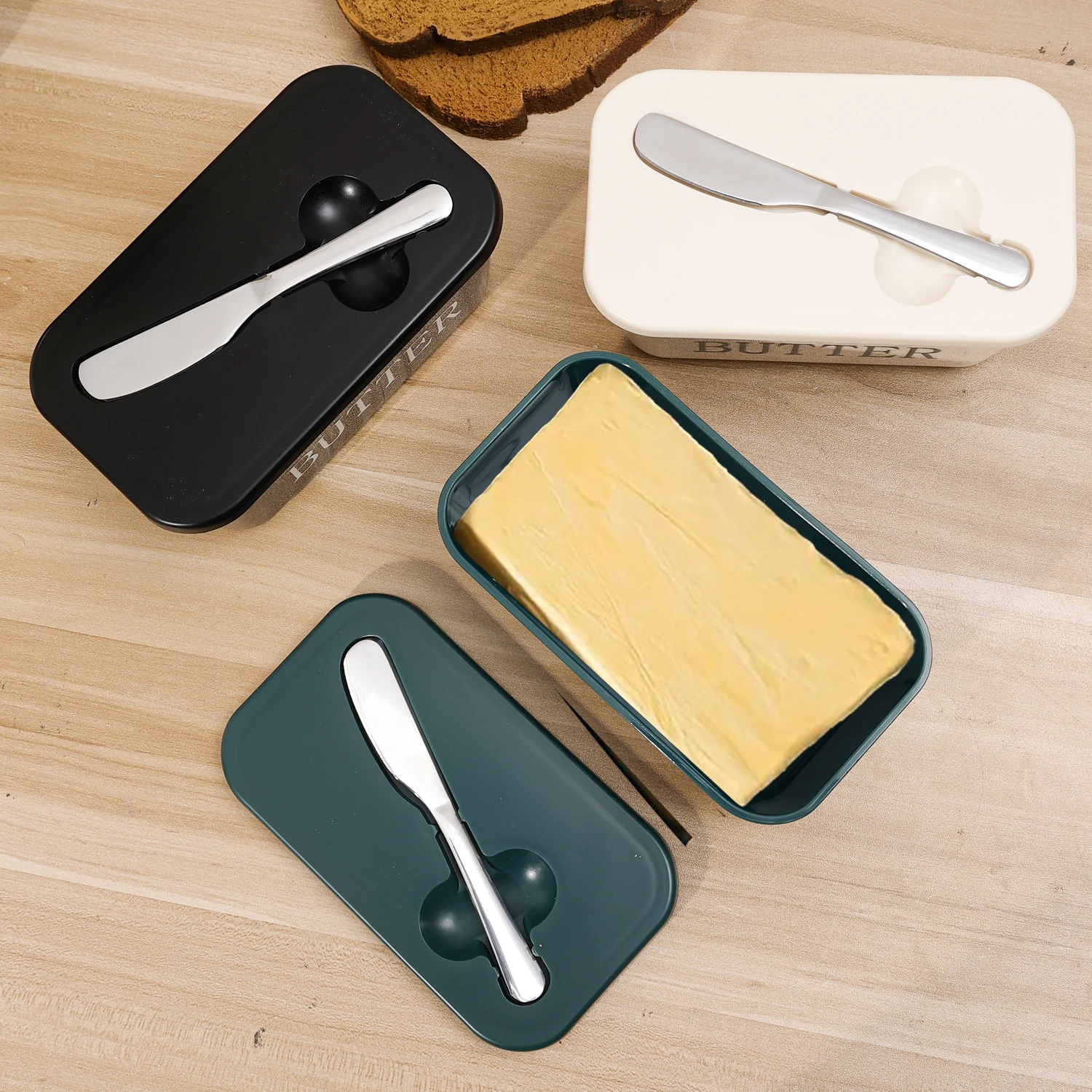 Butter Container Box with Stainless Steel Knife Restaurant Sealed Storage Box Refrigerator Cheese Container Kitchen Tableware thumbnail 5