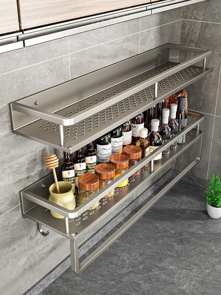 Kitchen Storage Rack Wall Mounted Seasoning Rack Wall Mounted Seasoning Multifunctional Household Storage Rack