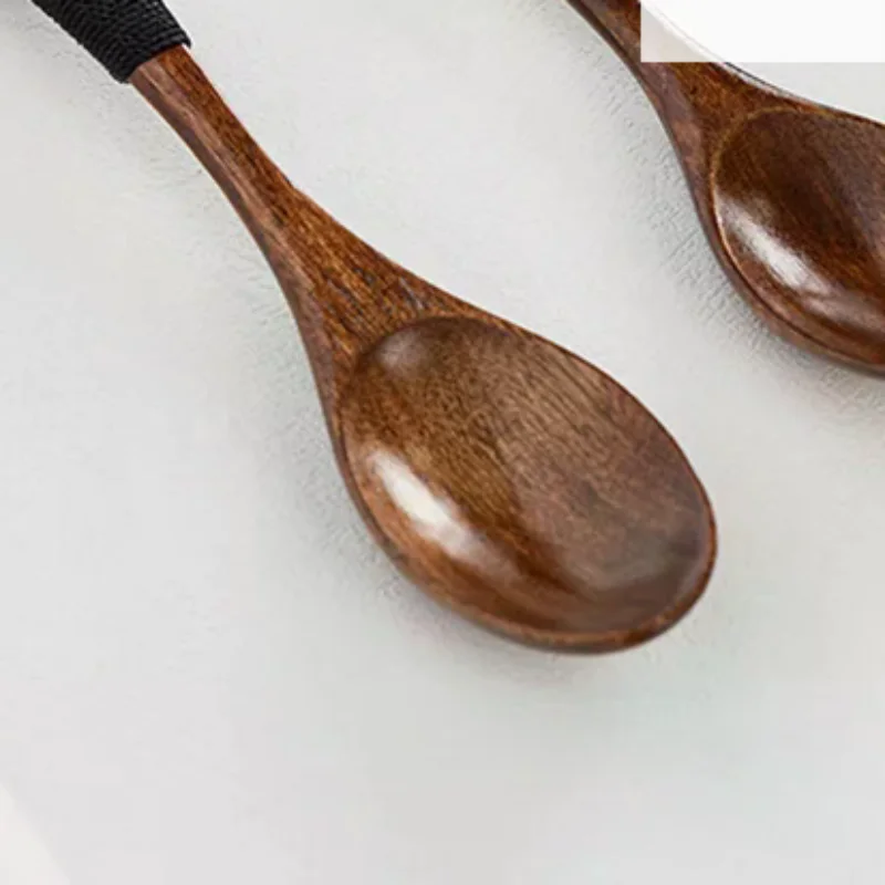 Small Wooden Spoon Children Soup Spoon Natural Wood Japanese Honey Sugar Salt Seasoning Spoon Dessert Tea Coffee Scoop Spoon