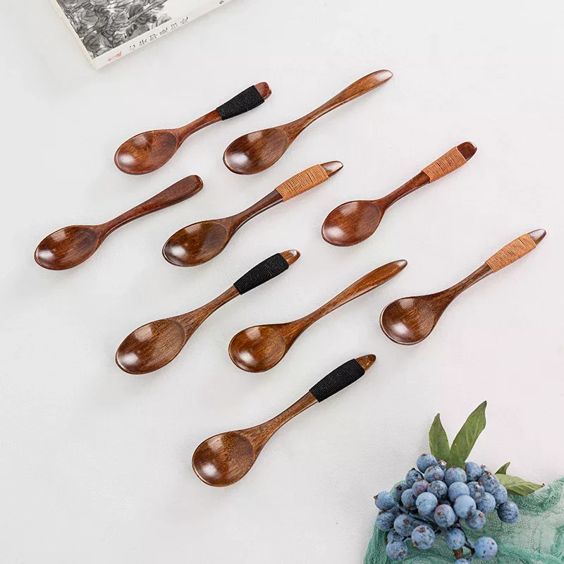 Small Wooden Spoon Children Soup Spoon Natural Wood Japanese Honey Sugar Salt Seasoning Spoon Dessert Tea Coffee Scoop Spoon thumbnail 2
