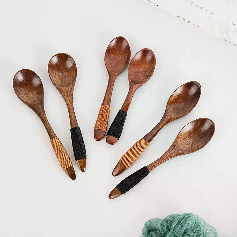 Small Wooden Spoon Children Soup Spoon Natural Wood Japanese Honey Sugar Salt Seasoning Spoon Dessert Tea Coffee Scoop Spoon thumbnail 3