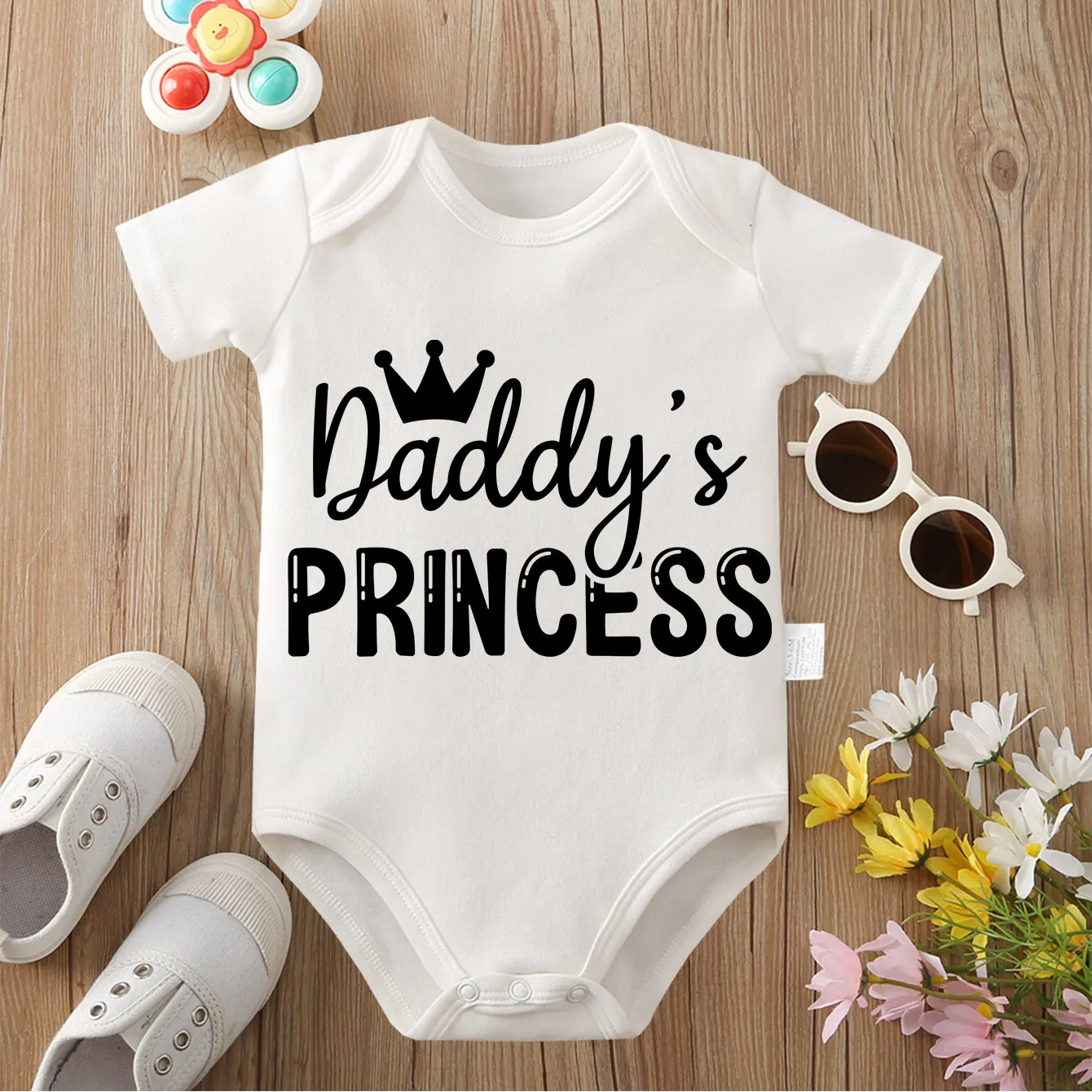 Dad's Little Princess Pure Cotton Cloth Exquisite Print Comfortable Onesie Bodysuit for Baby Jumpsuit for 0 To 12 Months Newborn thumbnail 2