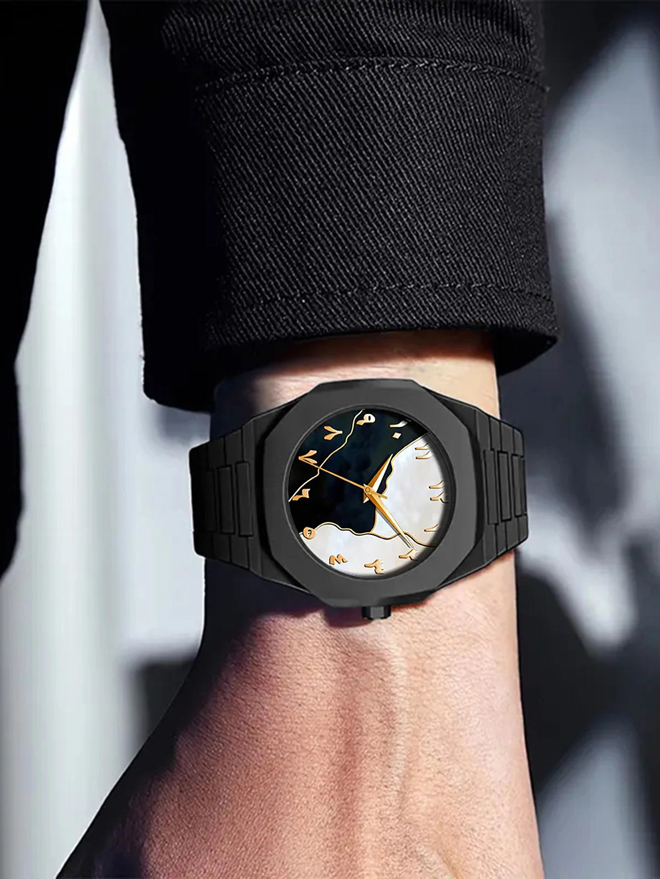 Men's Quartz Watch Bracelet Necklace Ring Set Plastic Strap Suitable for Daily Wear Festival Gifts Box Not Included thumbnail 4