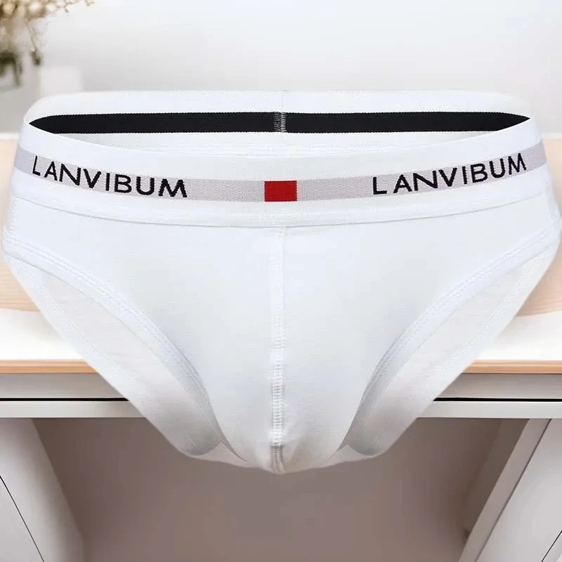 3pcs【LORIEN CREST】Men's Pure Cotton Low Waist Elastic Sexy Loose Breathable Youth Pant Headband Underwear Summer Cotton Briefs thumbnail 5