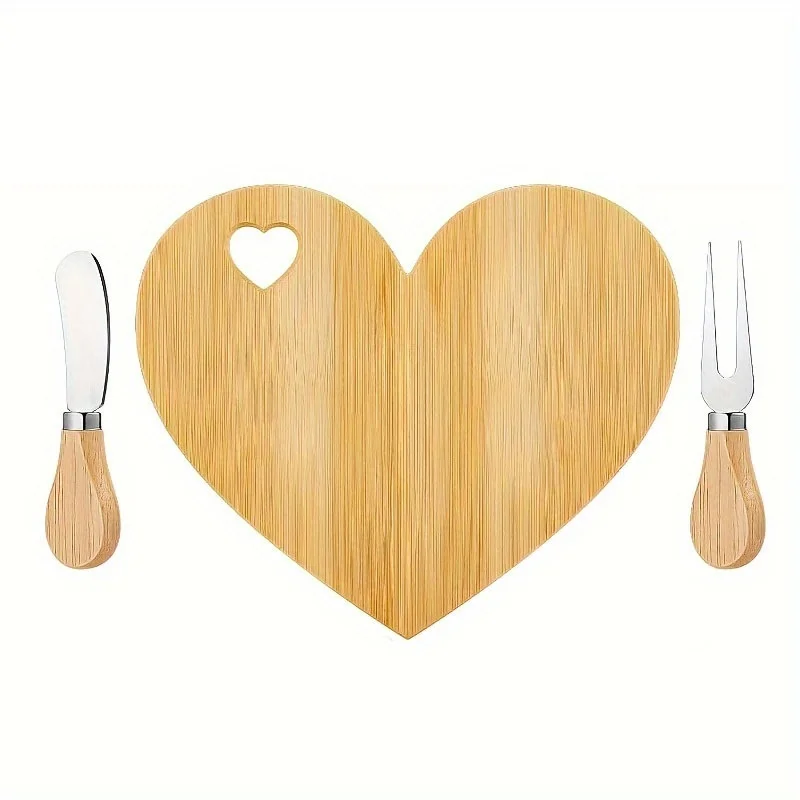 1 Set Favor Heart Cheese Board - Mini Charcuterie Board with Wooden Cheese Knives, Perfect for Bridal Showers, Weddings thumbnail 5