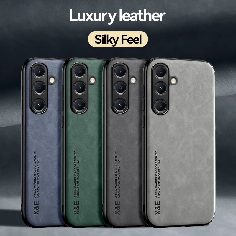 Luxury Leather Ultra Thin Phone Case For Samsung Galaxy S26 S25 S24 S23 S22 S21 Ultra Plus Silky Feel Soft Cover For Car Holder
