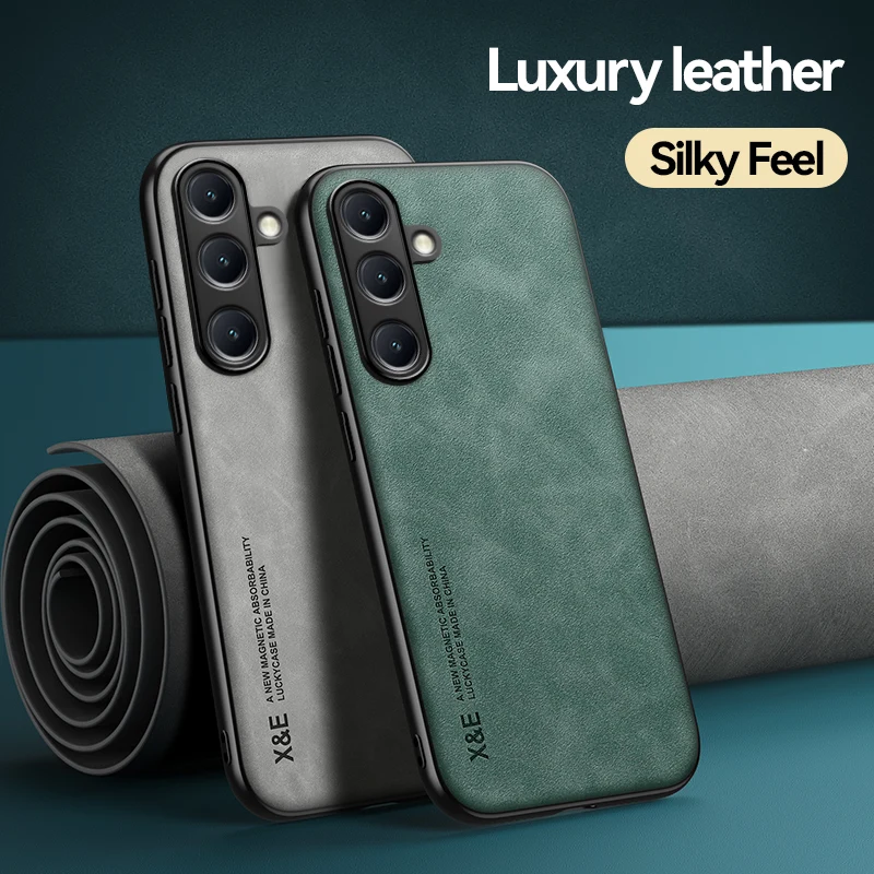 Luxury Leather Ultra Thin Phone Case For Samsung Galaxy S26 S25 S24 S23 S22 S21 Ultra Plus Silky Feel Soft Cover For Car Holder thumbnail 2