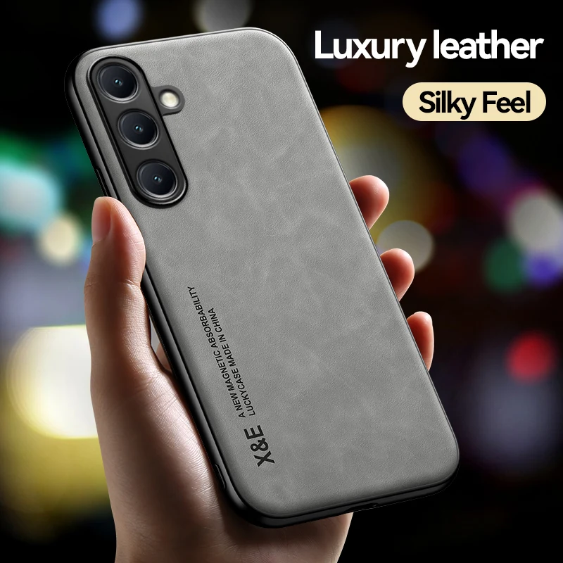 Luxury Leather Ultra Thin Phone Case For Samsung Galaxy S26 S25 S24 S23 S22 S21 Ultra Plus Silky Feel Soft Cover For Car Holder thumbnail 3