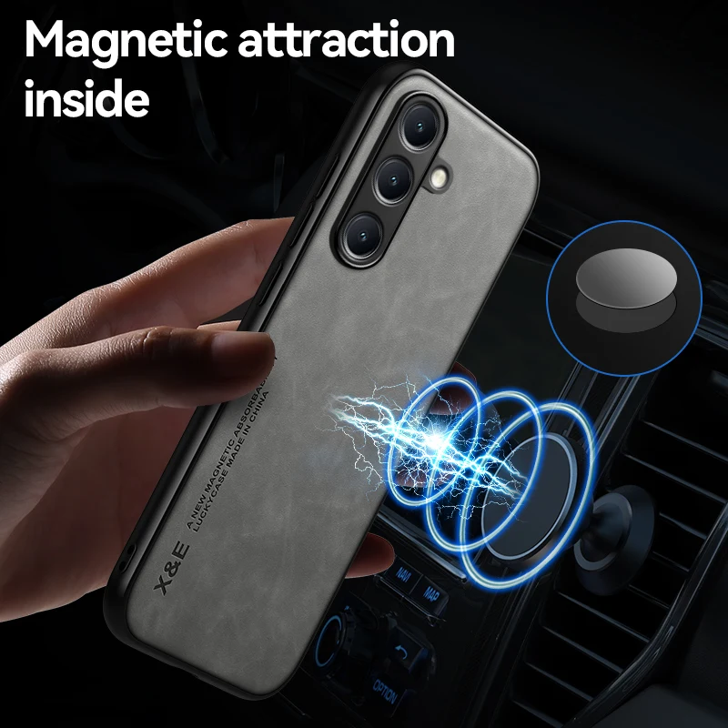 Luxury Leather Ultra Thin Phone Case For Samsung Galaxy S26 S25 S24 S23 S22 S21 Ultra Plus Silky Feel Soft Cover For Car Holder thumbnail 6