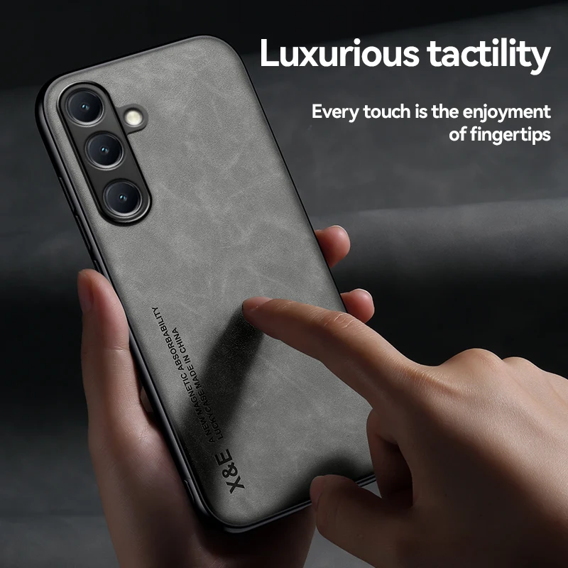 Luxury Leather Ultra Thin Phone Case For Samsung Galaxy S26 S25 S24 S23 S22 S21 Ultra Plus Silky Feel Soft Cover For Car Holder thumbnail 5