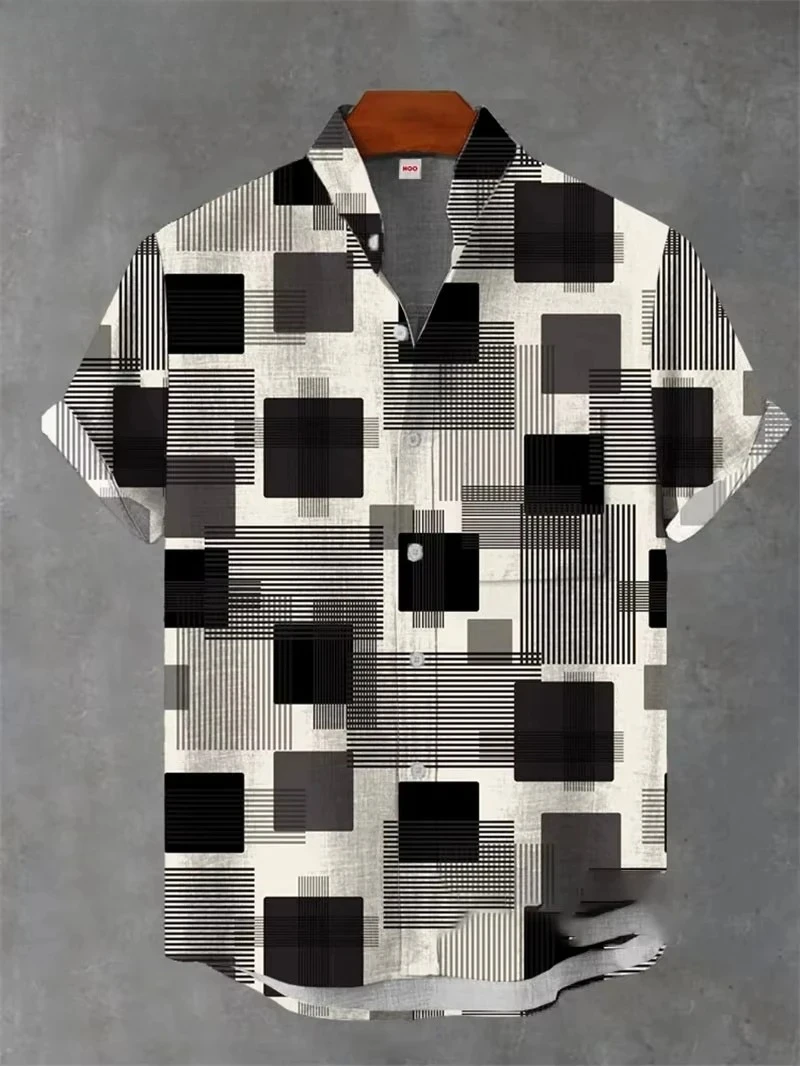 Vintage Men's Shirt 3D Printed Shirt Men's Casual Short Sleeved Top Fashionable Men's Lapel Button Shirt Men T-shirt Polyester thumbnail 5