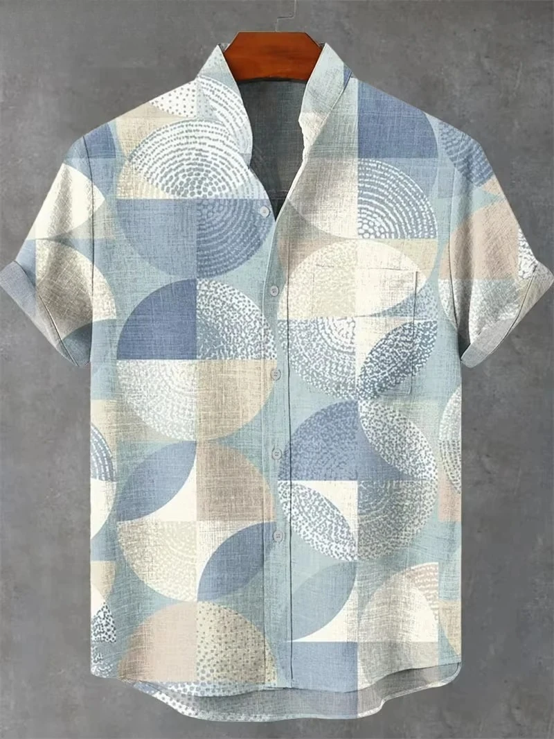 Vintage Men's Shirt 3D Printed Shirt Men's Casual Short Sleeved Top Fashionable Men's Lapel Button Shirt Men T-shirt Polyester thumbnail 6