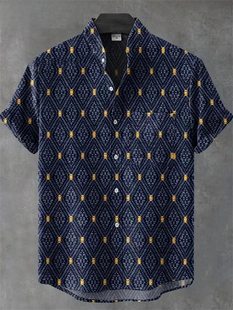 Vintage Men's Shirt 3D Printed Shirt Men's Casual Short Sleeved Top Fashionable Men's Lapel Button Shirt Men T-shirt Polyester thumbnail 2