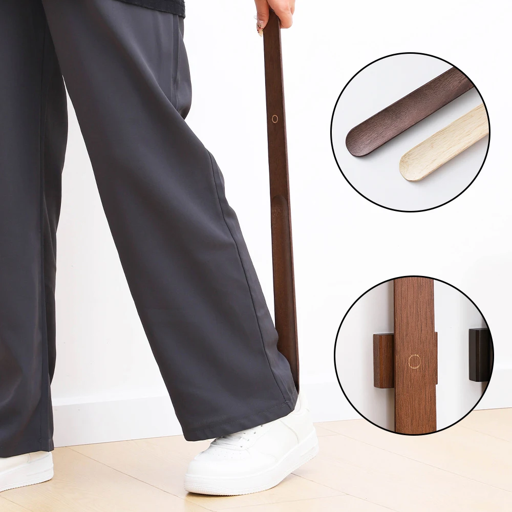 Premium Beech Wood 55cm Long Handle Shoe Horn - Magnetic Base No-Bend Shoe Helper for Elderly, Pregnant Women & Lazy Adults thumbnail 6