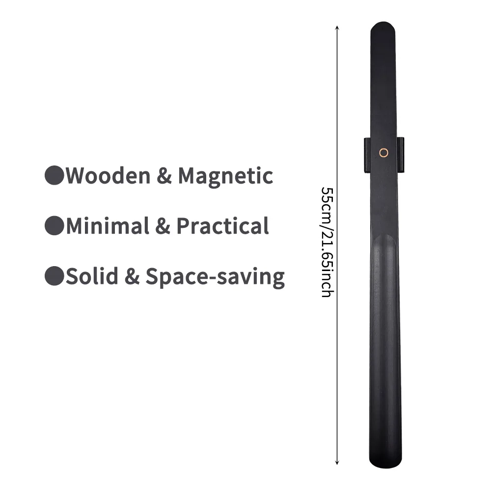 Premium Beech Wood 55cm Long Handle Shoe Horn - Magnetic Base No-Bend Shoe Helper for Elderly, Pregnant Women & Lazy Adults thumbnail 2