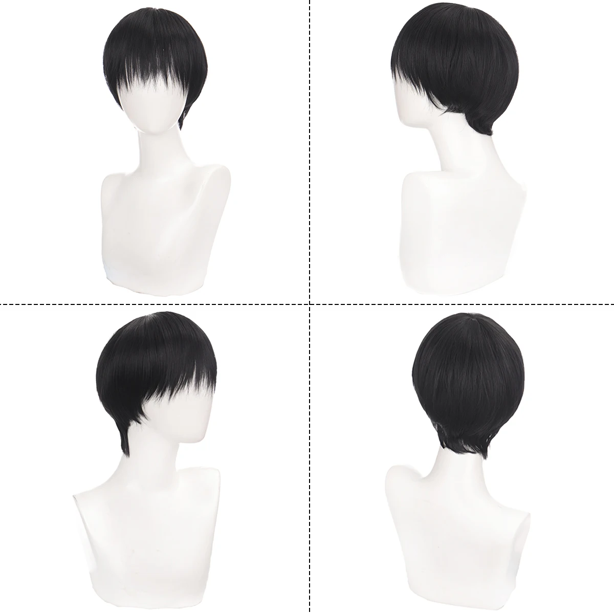 Short hair synthetic men's role-playing wig heat-resistant fireworks perm short curly hair natural black daily wig thumbnail 4