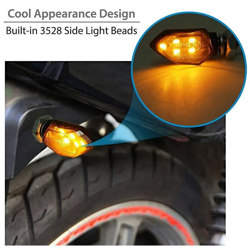 Super Bright LED Motorcycle Turn Signal Light – Mini Universal Amber Blinker thumbnail 2