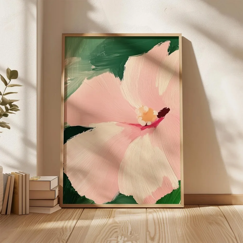 1pc Retro Beige Floral Line Printing,Simple Canvas Painting,Frameless Modern Plant Wall Decor for Living Room,Housewarming Gifts thumbnail 3